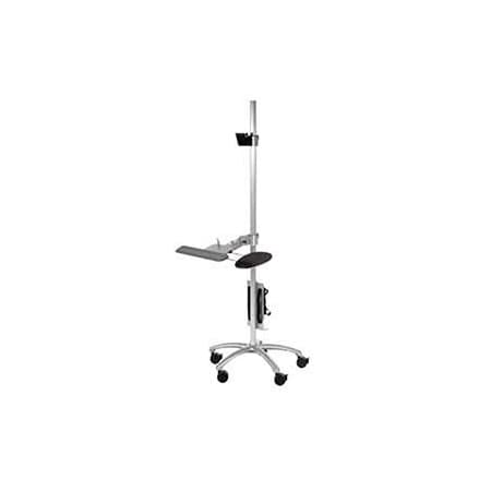 Global Industrial Mobile Computer Workstation 26 D X 73 in H, 26 in W X Aluminum, Silver 607300